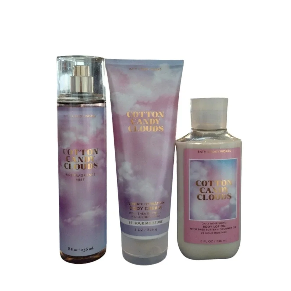 Bath and Body Works Seasonal/Discontinued COTTON CANDY CLOUDS 3PCS‎ Bundle